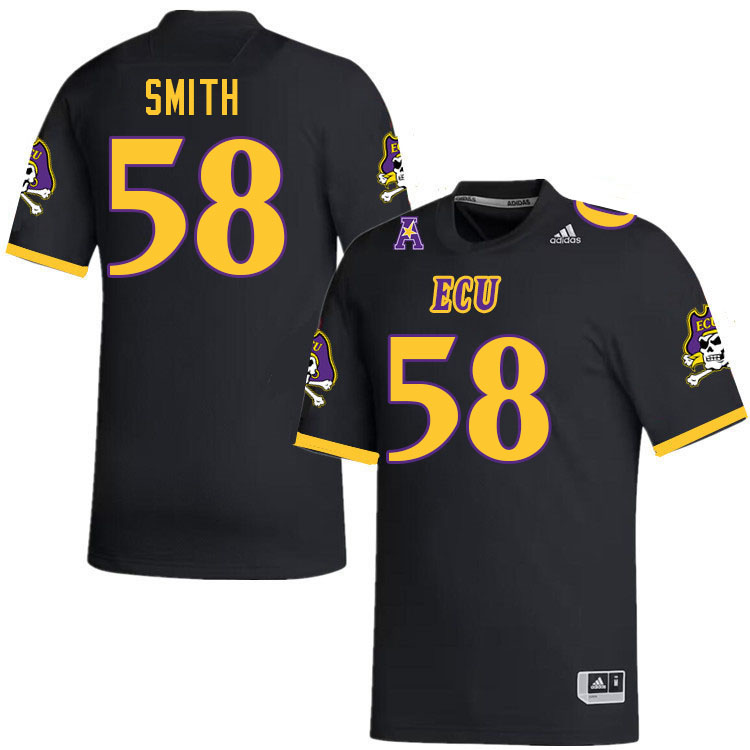 Men #58 Tate Smith ECU Pirates College Football Jerseys Stitched-Black